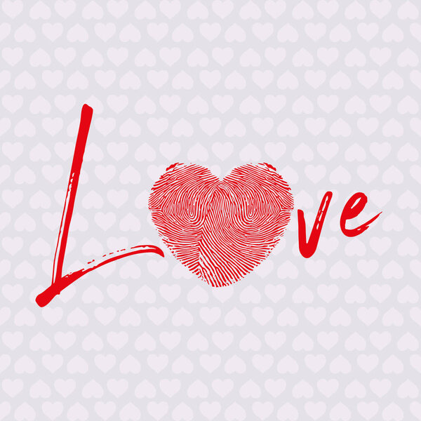 valentine day card design with heart shape finger print. its sign of strong love.