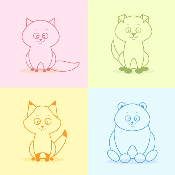 Animales conjunto plano — Vector de stock