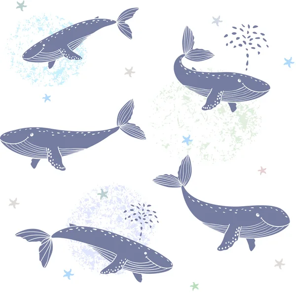 Walvissen naadloze — Stockvector