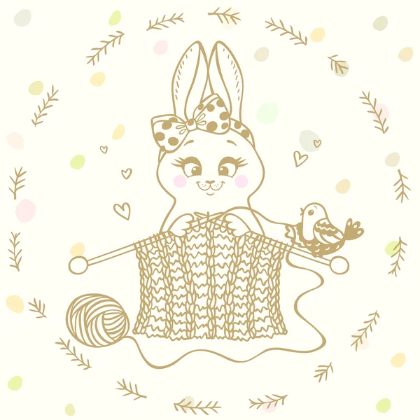 Bunny pletací jehlice Royalty Free Stock Ilustrace