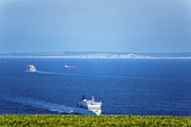 İngiltere'nin Kent Dover Manş Denizi'nde Gemi