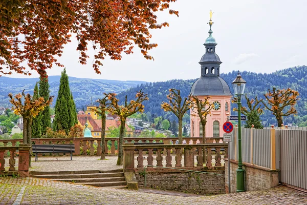 Baden-Baden kilise ve şehrin panoramik manzarasının