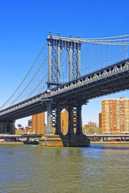 View on Manhattan bridge over East River clipart