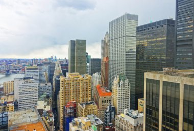 Aerial view of Skyscrapers in Financial District