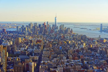 Şehir merkezinde ve aşağı Manhattan havadan görünümü