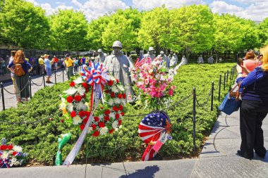 War Veterans at Korean War Veterans Memorial in Washington clipart
