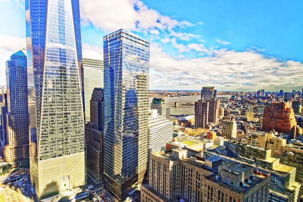 Aerial view on Lower Manhattan New York and Jersey City