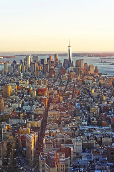 Aerial view on Downtown and Upper New York Bay — Stock Fotó