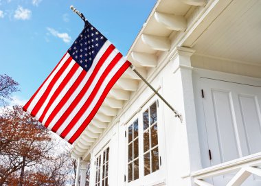 Sandy Hook Işık evi müzesinde Amerikan bayrağı