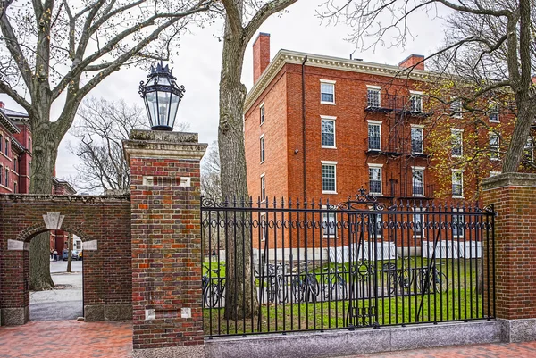 Puerta de entrada y dormitorio en Harvard Yard de la Universidad de Harvard — Foto de Stock