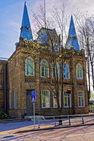 Towers of Gymnasium in Ventspils of Latvia — Stock Photo, Image