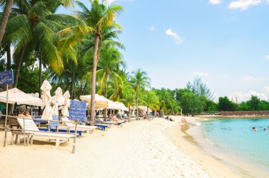 Sentosa Island resort Singapur Siloso plaj sahil şeridi
