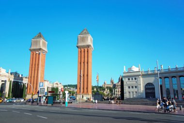 Plaza de Espana, Montjuic Barcelona tarihinde Venedik kuleleri