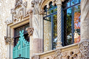 Window of Casa Amatller in Eixample district in Barcelona clipart