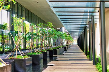 Singapur'da bir bina terası modern mimarisi