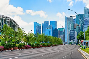 Esplanade Drive Singapore'da Downtown Core'da Ufuk Çizgisi