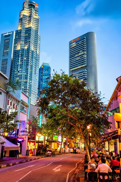 Boat Quay District and UOB Plaza of Singapore — Stock Photo, Image