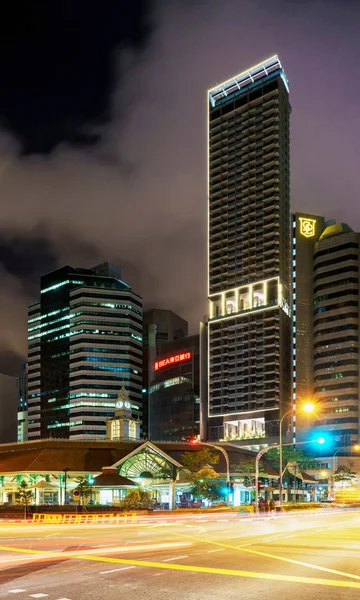 Telok Ayer Market at night in Downtown Core in Singapore — Stock Photo, Image