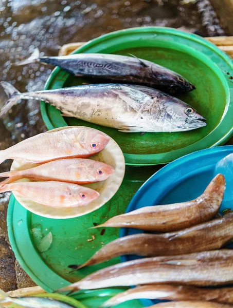 Menjual ikan di pasar jalanan di Vietnam — Stok Foto