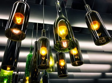 Şarap şişe yapılan güzel retro ışık lamba Dekorasyon