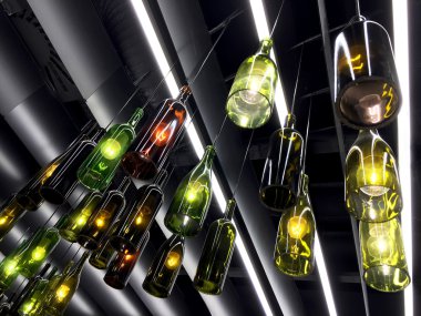 Şarap şişe yapılan muhteşem retro ışık lamba dekor