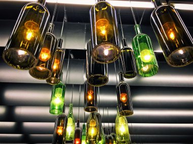 Boş şarap şişe yapılmış retro ışık lamba Dekorasyon