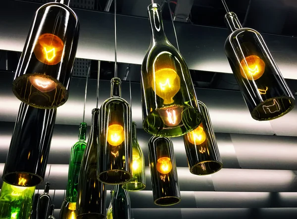 Şarap şişe yapılan güzel retro ışık lamba Dekorasyon