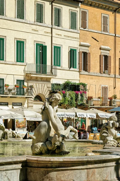 Fonte de Neptuno na Piazza Navona em Roma, Itália — Fotografia de Stock