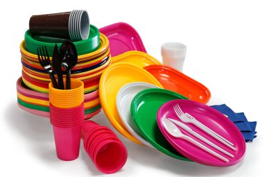Parlak Plastik sofra beyaz izole