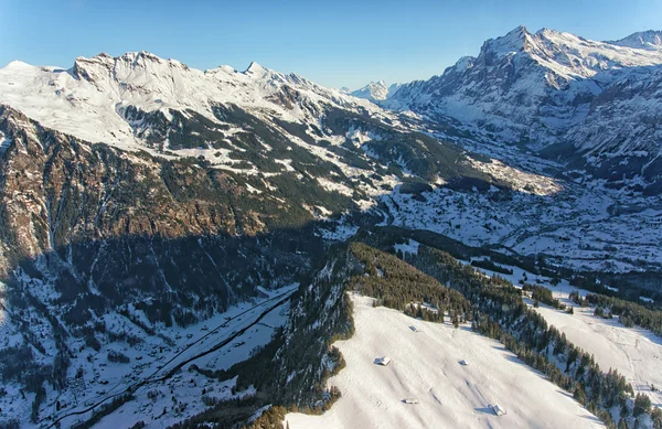 Widoku helikopter regionu Jungfrau zimą — Zdjęcie stockowe