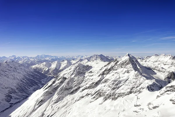Swiss alpine Jungfrau peak and highland landscape panorama — Stock Photo, Image