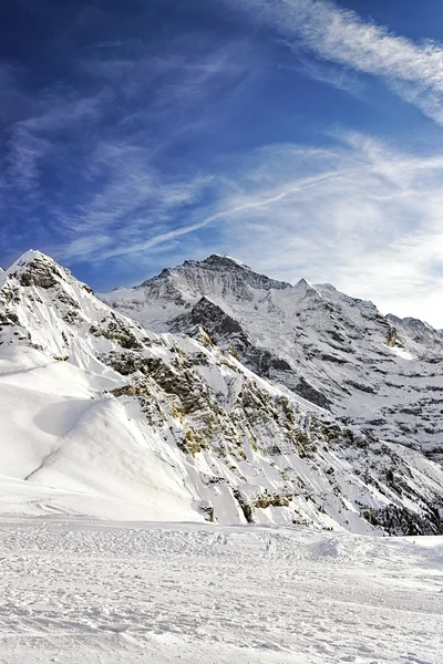 Jungfrau and Tschuggen alpine peaks — Stock Photo, Image