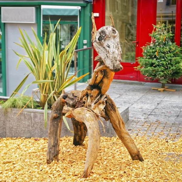 Figures made of snag in Evian-les-Bains in France in the New yea — Stock Photo, Image