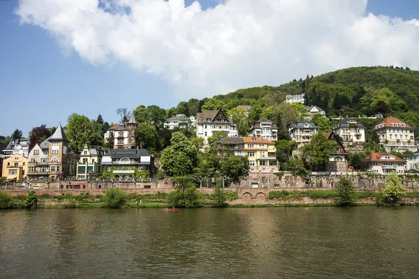 Quay of Neckar river in Heidelberg in summer — Stock Photo, Image