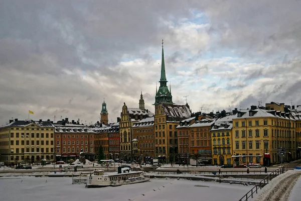 Centrum města Stockholm v zimě — Stock fotografie