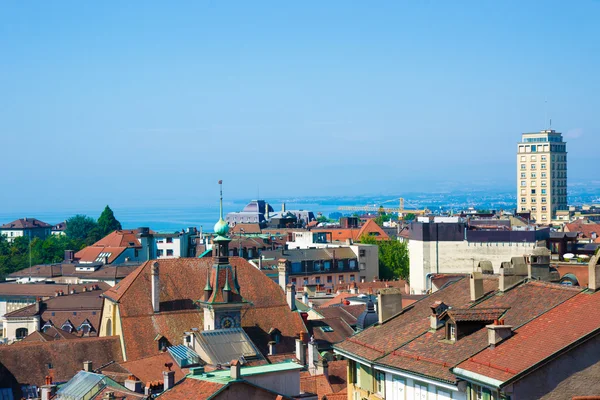 Lausanne panorama pohled na Ženevské jezero — Stock fotografie