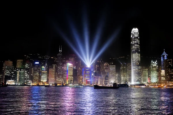 Hong Kong 베이 및 밤 스카이 라인 — 스톡 사진