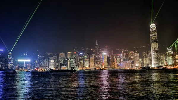 Hong Kong harbor and night skyline — Stock Photo, Image