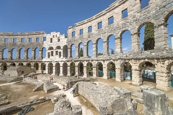 Antik Roma amfi tiyatro Pula duvar parçası — Stok fotoğraf