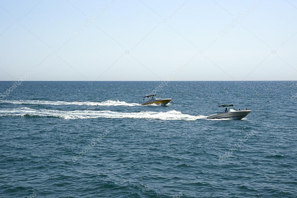 Motor-boats in summer Puerto Banus