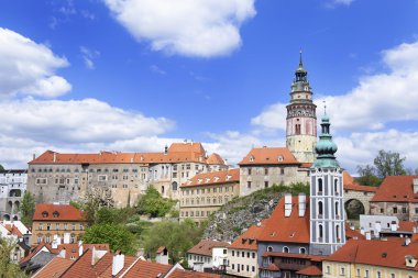 Castle ve çatılar, şehir, Cesky Krumlov