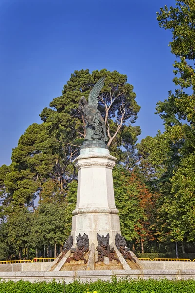 Fallen Angel statue in Retiro garden in Madrid