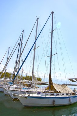 Tekne Marina Geneva Gölü bay Harbor Lozan'da, Switzerla
