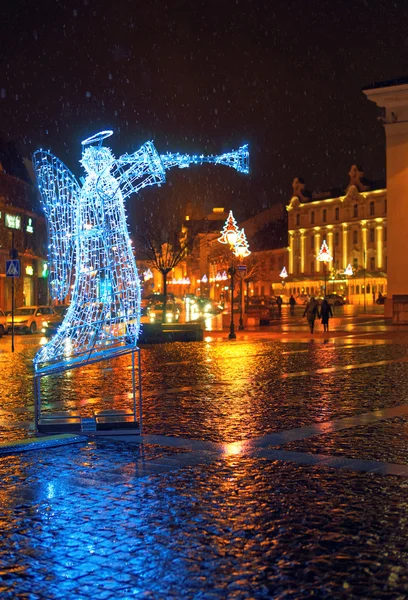 Vilnius Óváros tér karácsonykor — Stock Fotó
