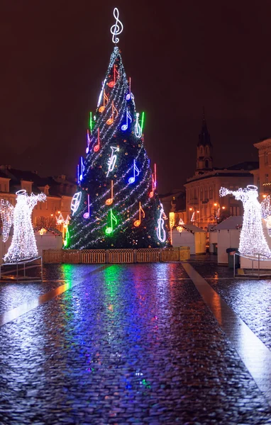 Foire de Noël de Vilnius la nuit — Photo