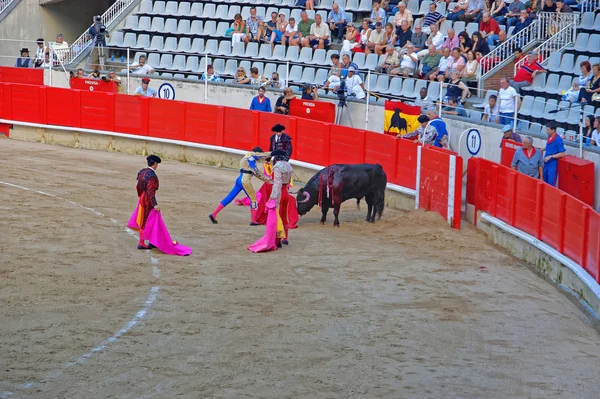 Torero está atacando o touro — Fotografia de Stock