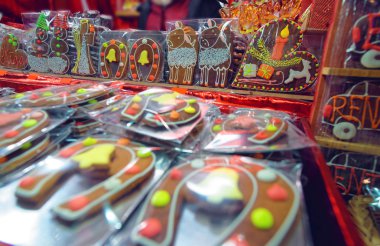 European Christmas market stall  with traditional treats