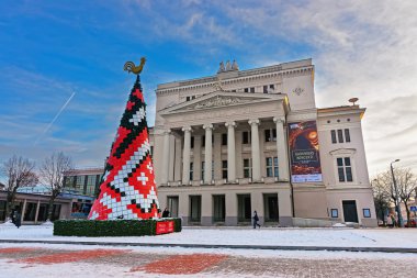 Christmas fir tree in front of Latvian National Opera in Riga