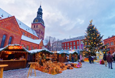 winter scenery of Christmas holiday fair at Dome Square