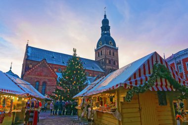 Group of unidentified people Christmas market at Dome square in